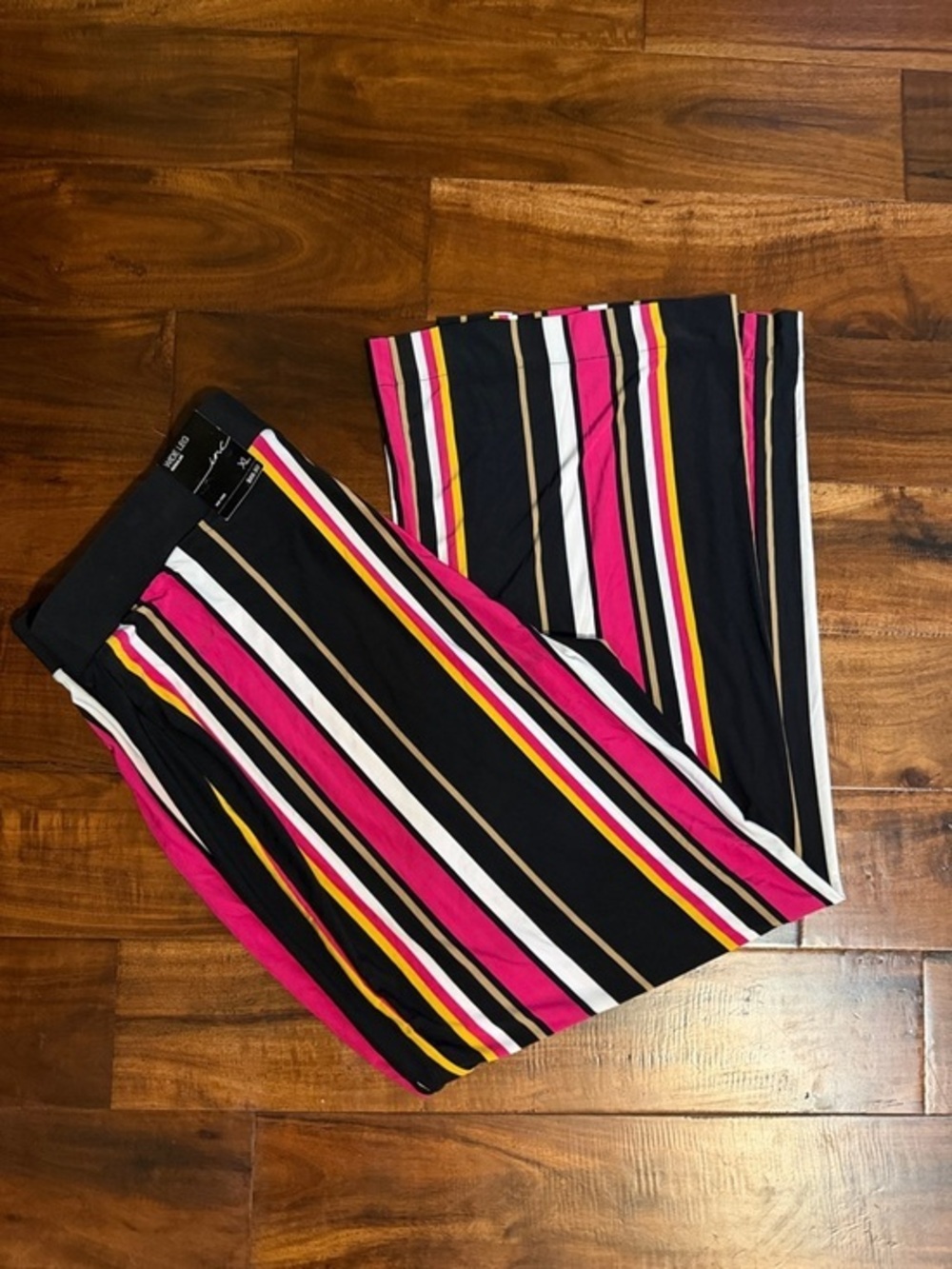 INC International Concepts Black, Pink & White Striped Skirt